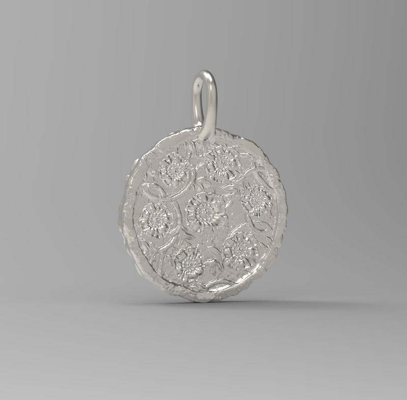 blooming coin pendant - silver