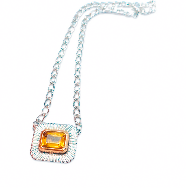 Pleated by the non citizens - Emerald cut Citrine Necklace
